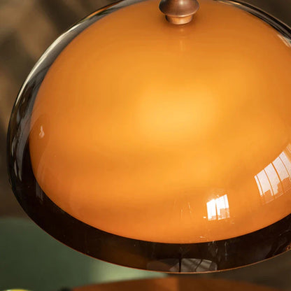 Brown Acrylic Pendant Light With Dark Wood Accent