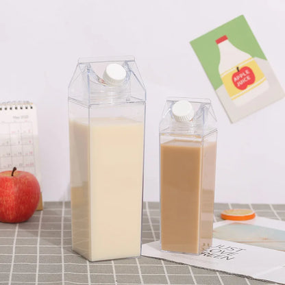 Decorbites™ Klare Milchpackung Wasserflasche & Trinkbecher, tragbare Plastik-Saft-Tee-Aufbewahrung