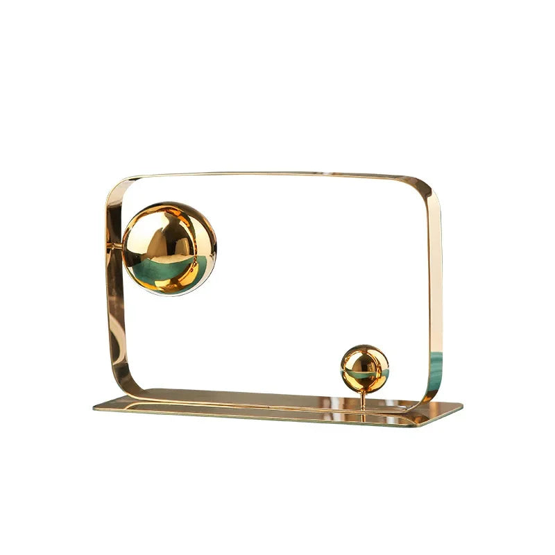 Decorbites™ Goldener Ball-Würfel Edelstahl-Skulptur – Wohnungsdekorationsornament