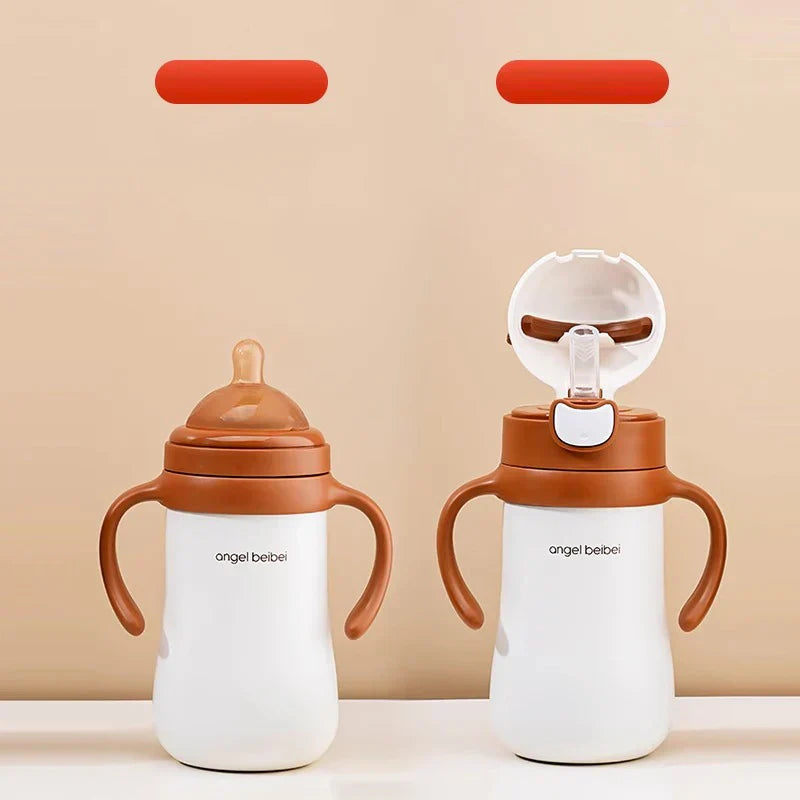 Decorbites™ Kinder Edelstahl-Thermobecher mit Trinkhalm, 320 ml süßer Wasserflasche