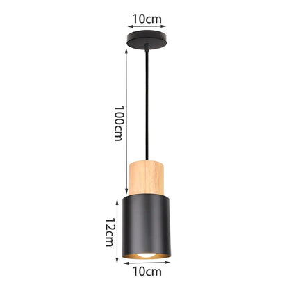 Black Wood Industrial Pendant Light