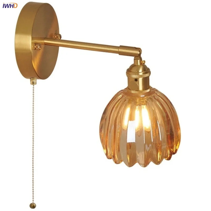 Decorbites™ Bernsteinglas Vintage-Stil LED-Wandleuchte mit Zugschalter