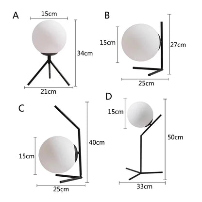 DecorBites™ Glass Ball Table Lamp: Modern Nordic LED Desk Light
