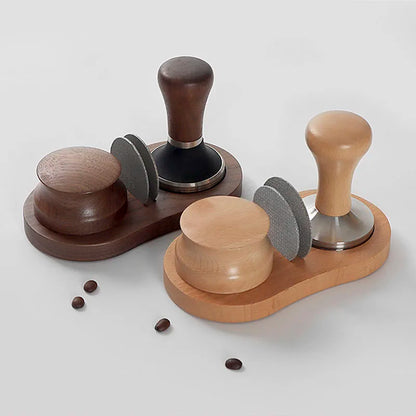 Decorbites™ Espressotamper & Tampierstation | Holzbasis | 51/53/54/58 mm | Espressozubehör