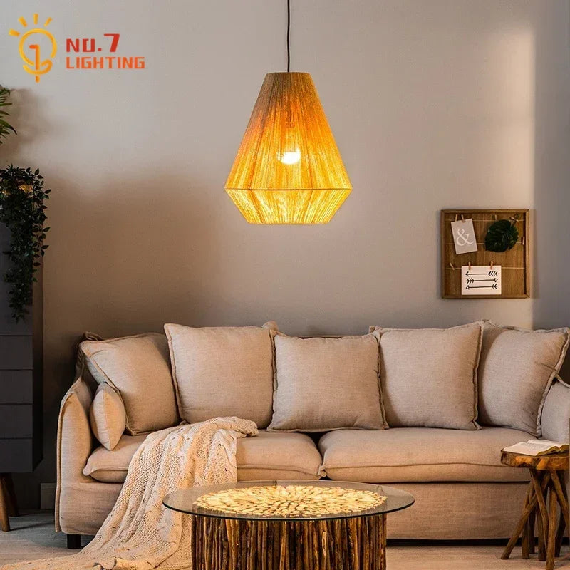 Decorbites™ Japanische Hanfseil-Hängeleuchten für Zen-Kunst-Wohnzimmer-Dekoration