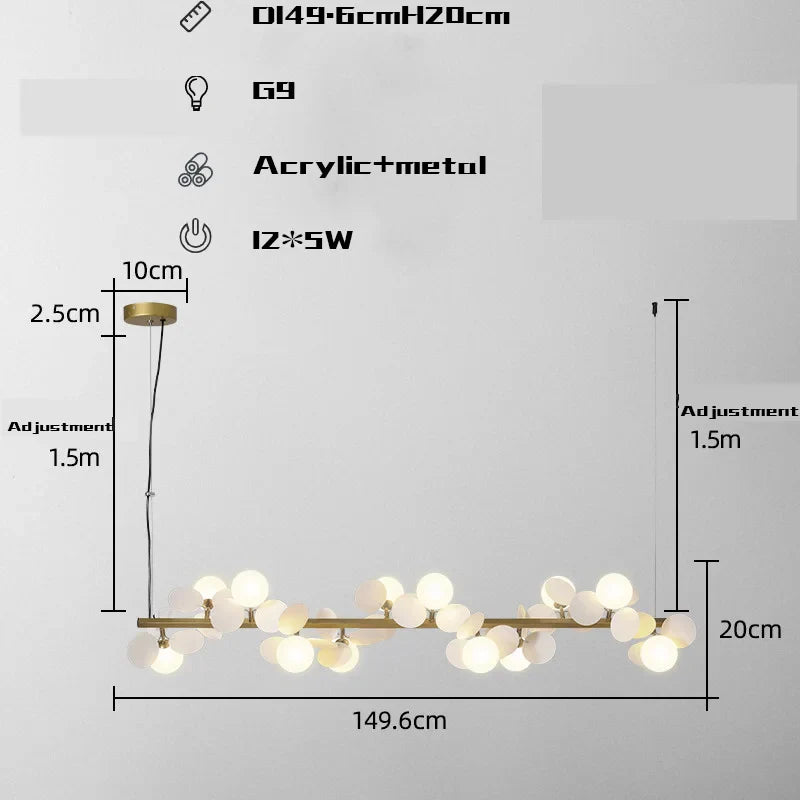 Decorbites™ Goldenes Metall G9 LED Anhänger-Kronleuchter mit Acryl-Blumen-Dekor