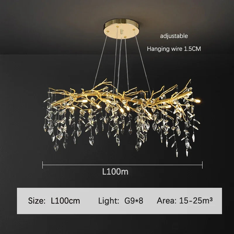 Decorbites™ Goldener Ast-Deckenkronleuchter aus Kristall – Luxuriöse Innenbeleuchtung