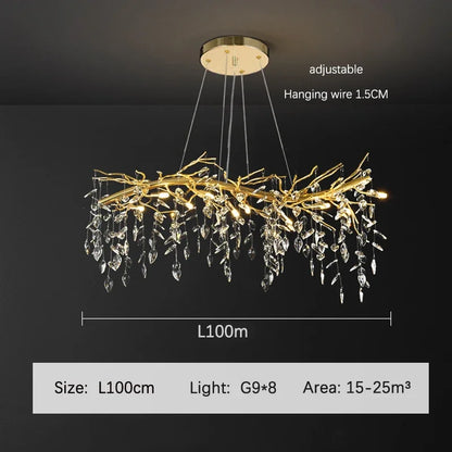 Decorbites™ Goldener Ast-Deckenkronleuchter aus Kristall – Luxuriöse Innenbeleuchtung