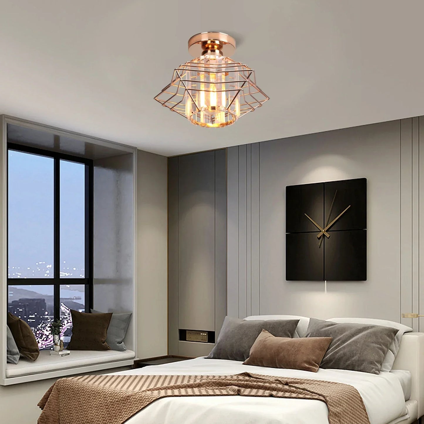 DecorBites™ Crystal Ceiling Chandelier: Modern Industrial LED Indoor Lighting Fixture