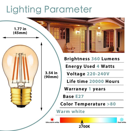 Decorbites™ 4W dimmbare LED-Filament-Birnenleuchte E27-Sockel Bernstein-Glas Vintage Antik-Lampe