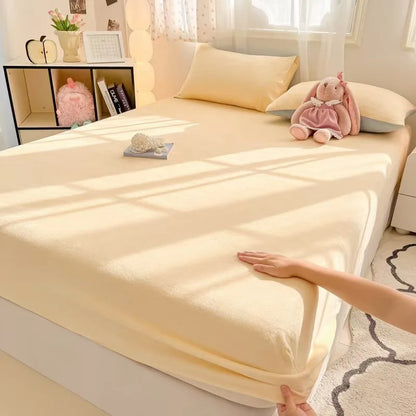 DecorBites™ Cozy Milk Velvet Fitted Sheet for Autumn & Winter Mattress Topper