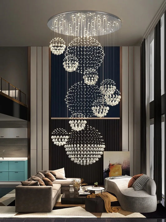 Decorbites™ Kristallkugel-Leuchter: Moderne LED-Spirale-Hängeleuchte für Treppenhaus, Wohnzimmer, Lobby
