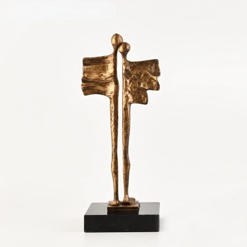 Decorbites™ Abstrakte Gusseisen-Statue eines Paares für die Wohnraumausstattung und familiäres Glück