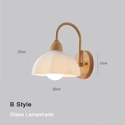 Decorbites™-Creme-LED-Holzblumen-Wandlampe, moderne Nachttischleselampe für das Schlafzimmer