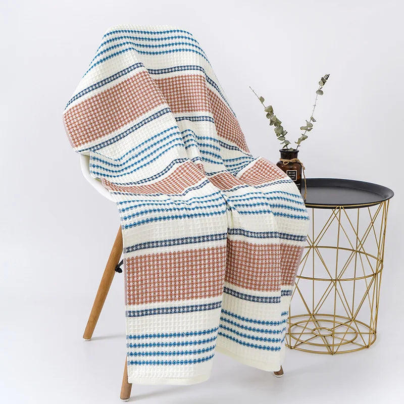 Decorbites™ Japanisch inspirierte Waffelstreifen-Handtuch-Set – Erwachsenen- und Kindergrößen