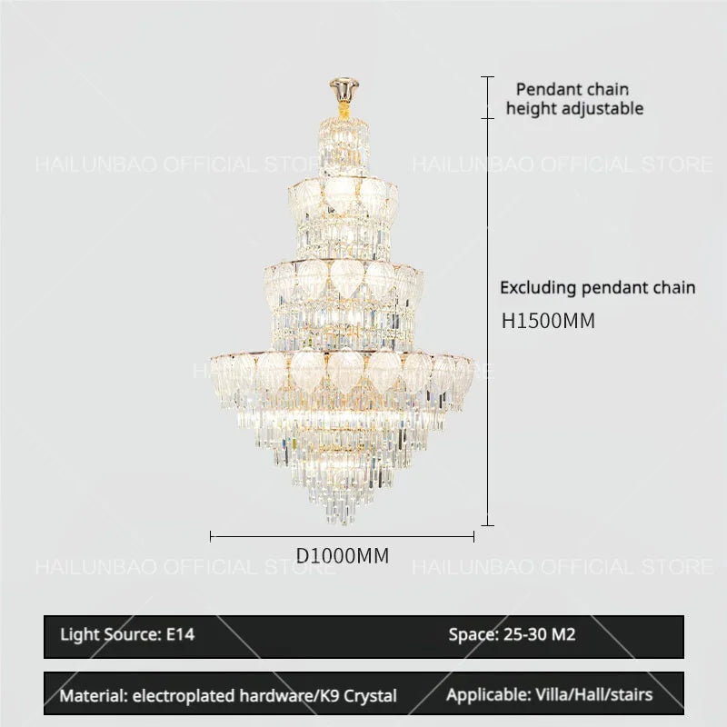 Decorbites™ Kristall-Duplex-Villa-Lüster: Elegante Loft-Wohnungsbeleuchtung im Luxus-Stil für stilvolle Wohnzimmer.