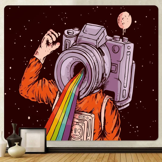 Decorbites™ Futuristisches Astronautenteppich-Wandbehang – Boho-Zimmerdekoration für einen hippen Strand-Vibe