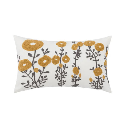 Decorbites™ Daisy Gelb Blumen Geometrisches Kissenbezug - Weiches Gemütliches Stickerei für das Wohnzimmer