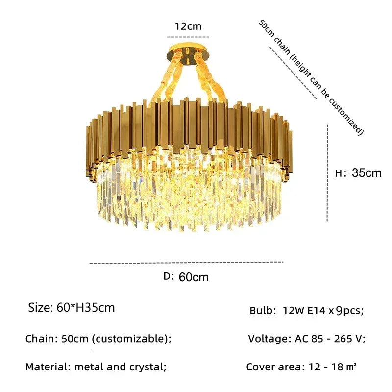 Decorbites™ Golden Luxury Kronleuchter: Elegante Kristall-Deckenleuchte für Hotel-Wohnzimmer