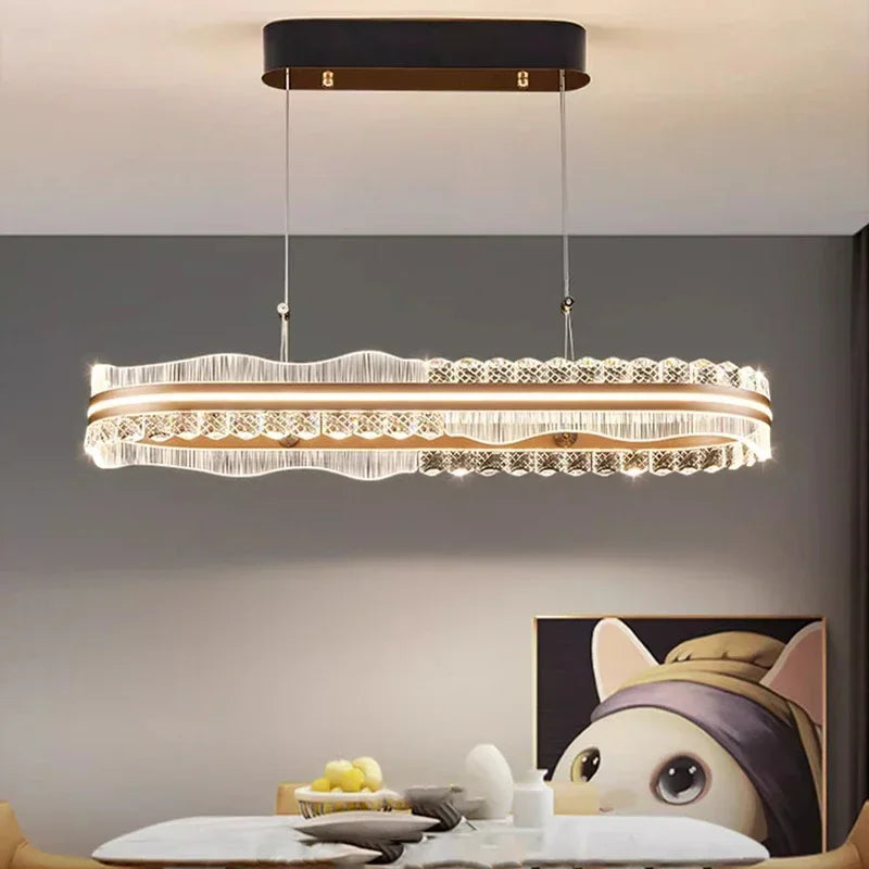 Brushed Gold LED Chandelier 88cm Length