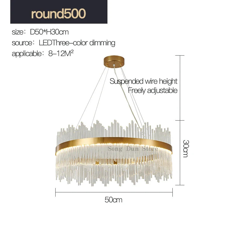Decorbites™ Kristallstab-Runde Kronleuchter: Modernes nordisches Licht für Wohnzimmer, Schlafzimmer, Esszimmer, Küche