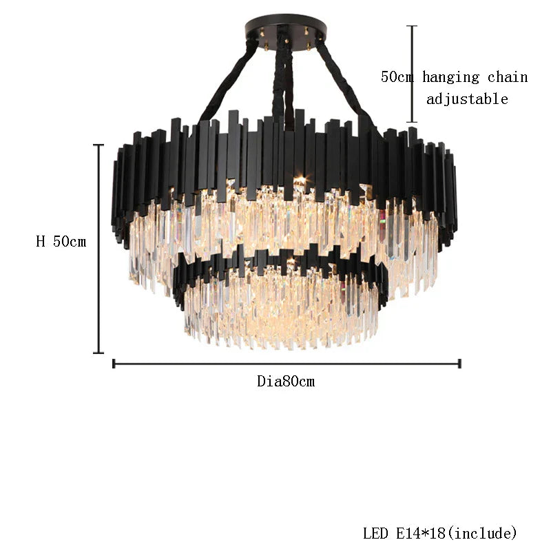 Gold Crystal Ceiling Chandelier 2-Layer Dia150cm