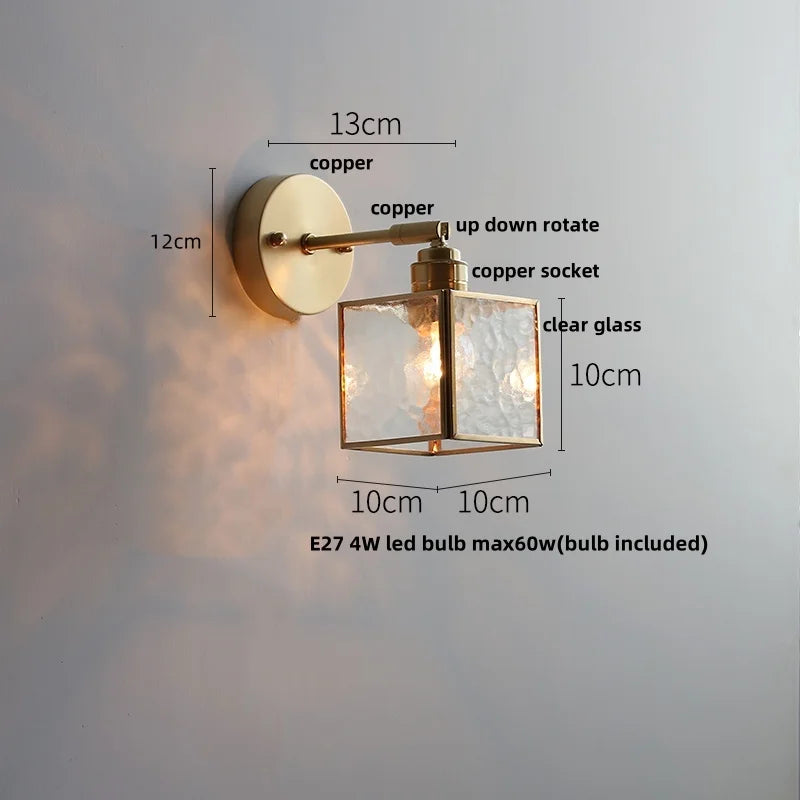 Decorbites™ Japanischer Stil LED-Wandleuchte mit klarem Glas und Zugschalter Nachttischlampe