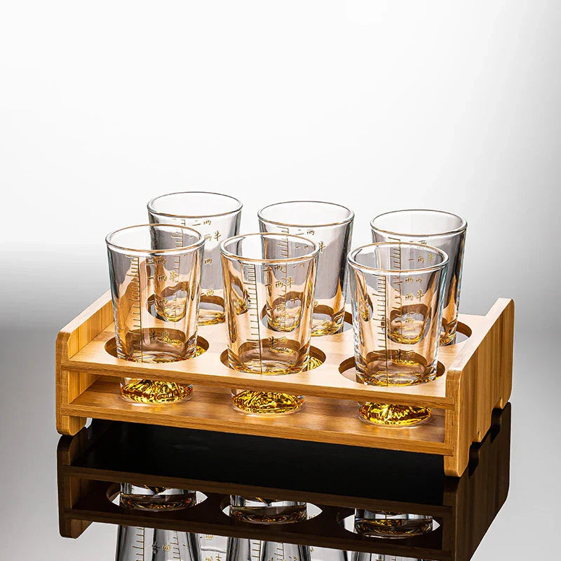 Decorbites™ Klar-Glas-Likör-Tassen-Set 2oz Chinesische Spirituosen-Trinkgläser mit Skalenstrich