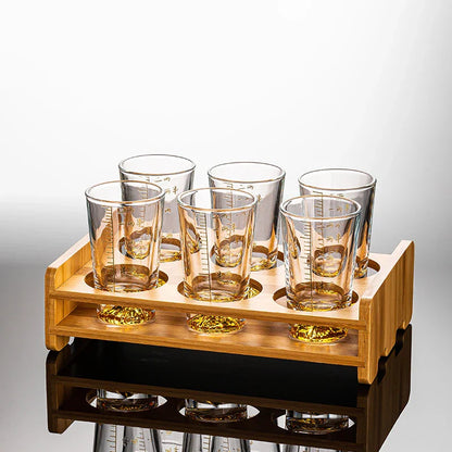 Decorbites™ Klar-Glas-Likör-Tassen-Set 2oz Chinesische Spirituosen-Trinkgläser mit Skalenstrich