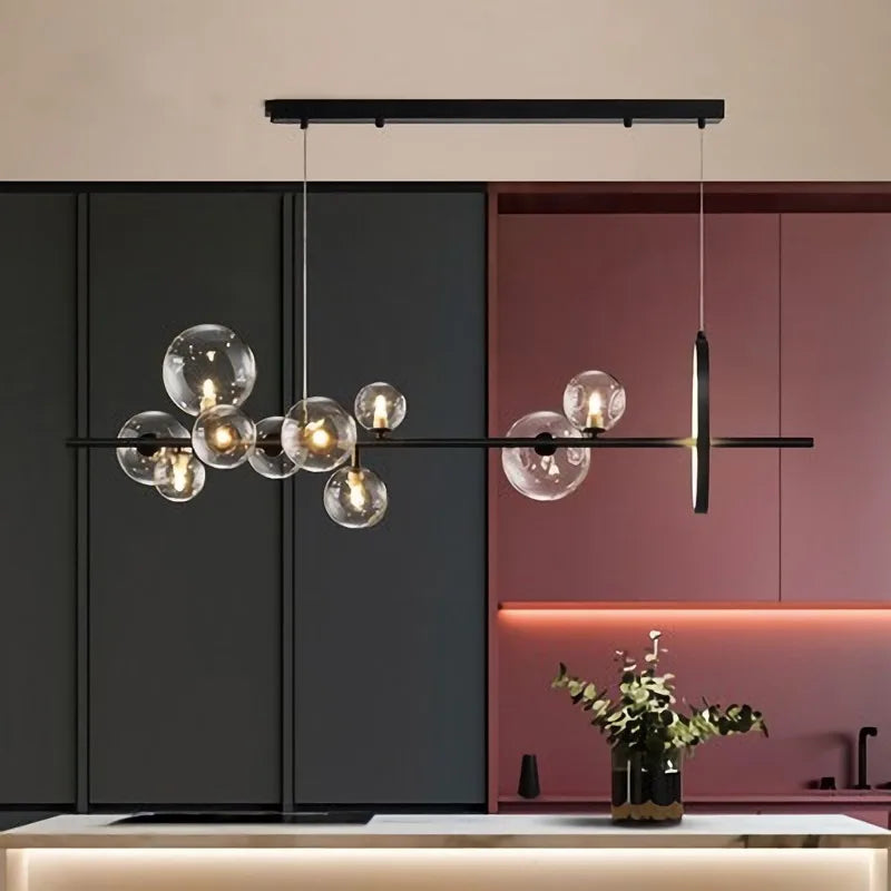 DecorBites™ Glass Ball Pendant Lamps for Dining Room Kitchen Chandelier Lighting