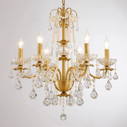Decorbites™ Gold Messing Kristall-Kronleuchter – Luxuriöse Kerzenlichter für das Wohnzimmer einer Villa