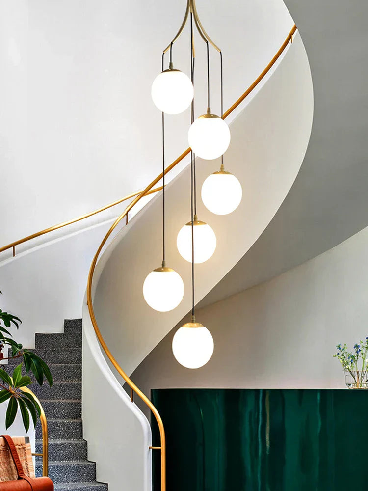 Decorbites™ Glas-Kugel-LED-Kronleuchter, moderner minimalistischer Loft-Villa-Treppenhaus-Dekor