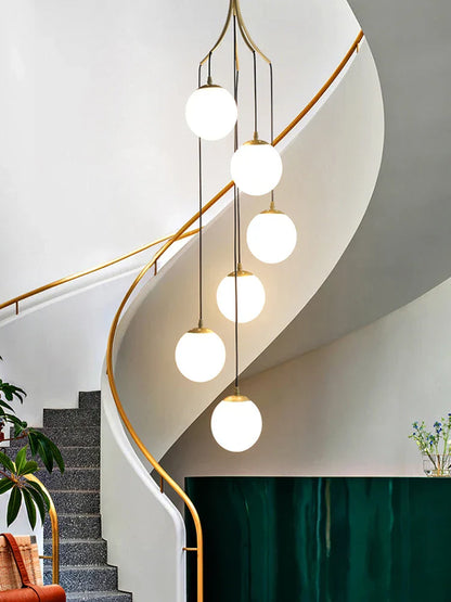 Decorbites™ Glas-Kugel-LED-Kronleuchter, moderner minimalistischer Loft-Villa-Treppenhaus-Dekor