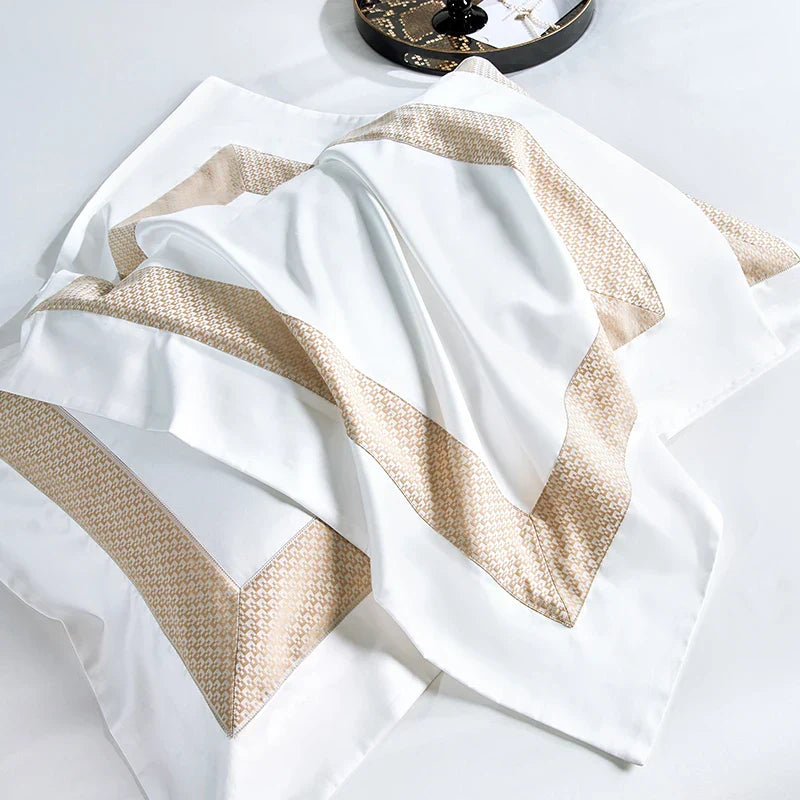 DecorBites™ King Size Luxury 1400TC Cotton White Bedding Set with Embroidery