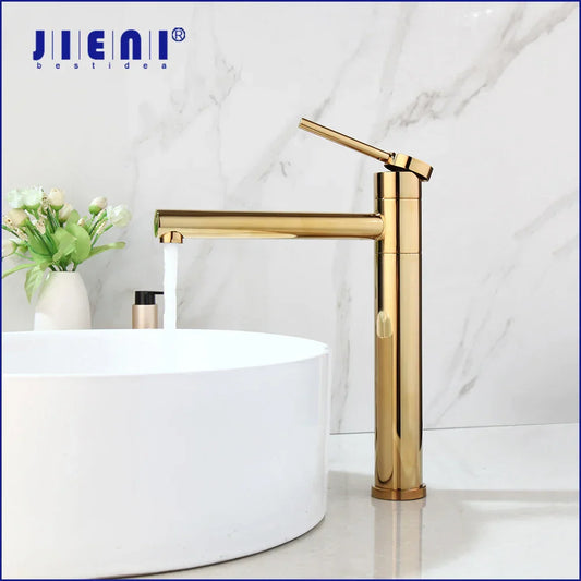 Decorbites™ Vergoldeter & Chrom Beckenarmatur mit langem Auslauf, Einhebelmischer