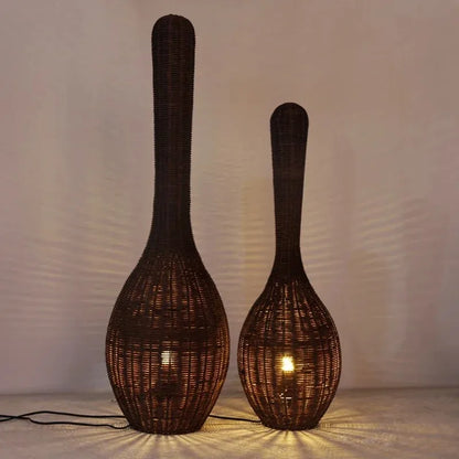 Decorbites™ Bambus-Bodenleuchte: Einzigartige Rattan-Lampe für Wohnzimmer, Schlafzimmer und Teehäuschen-Dekoration
