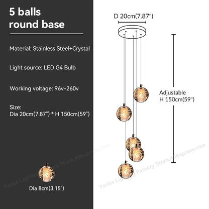 Decorbites™ Kristall-Blase-Ball-Hängeleuchte für Heimdekoration und Gastgewerberäume