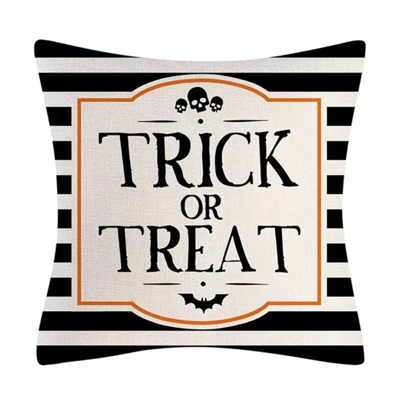 DecorBites™ Halloween Pumpkin Linen Cushion Cover Set for Home Sofa Bedroom Decor