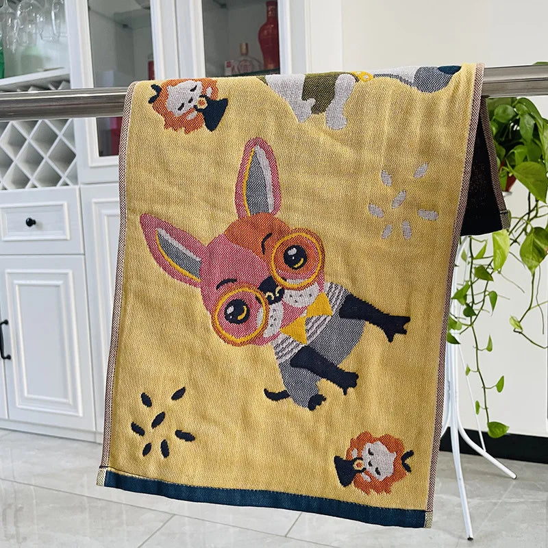 Decorbites™ Kinder-Cartoon-Gesichtstücher - Set aus 3 | Katzen-Motiv | 100% Baumwolle | 25*50cm