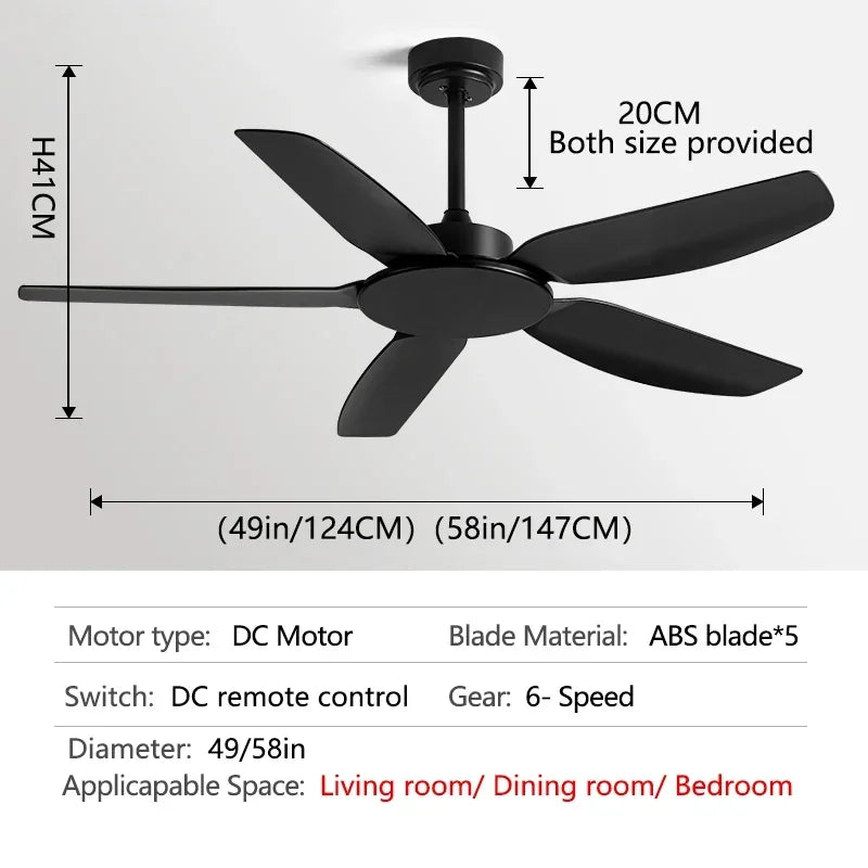 Decorbites™ 58-Zoll Deckenventilator in Schwarz mit Fernbedienung für gewerbliche Nutzung