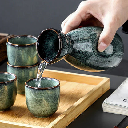 Decorbites™ Japanisches Vintage-Ton-Wein-Set | Sake- & Shochu-Kanne Kommerzielle Spender