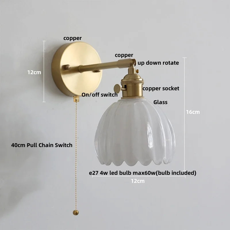 DecorBites™ Glass Copper LED Wall Sconce, Modern Kitchen Dining Room Bedside Lamp Wandlamp