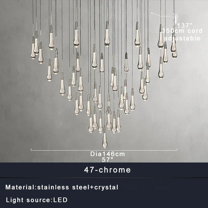 DecorBites™ Crystal Water-drop Chandelier Light Fixture - Luxury Stairwell Decor
