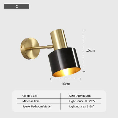 Decorbites™ Eisen-Wandlampe Vintage Einfach Einzelne Messing-Lampe Klein E27 Nachttisch Gang Balkon