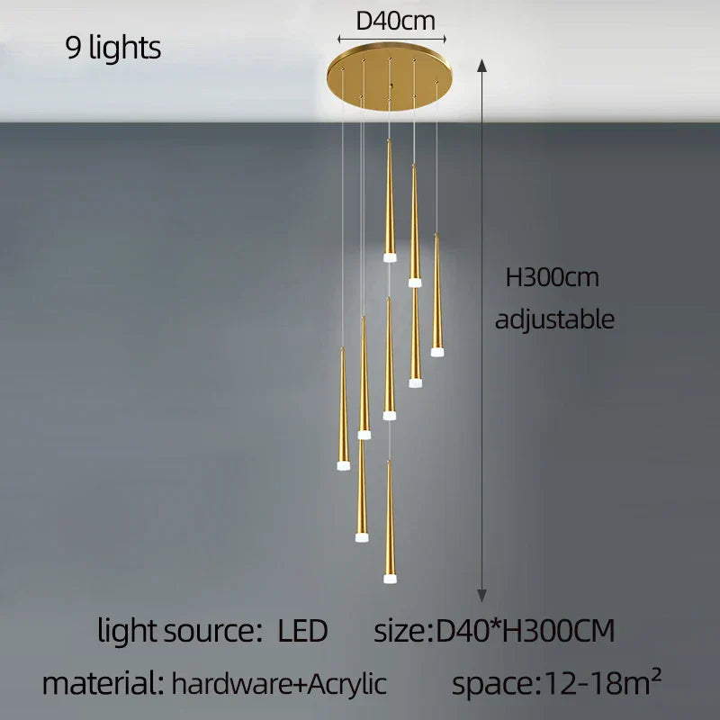 Decorbites™ Golden Tapered Chandelier LED - Moderne Innenbeleuchtung für Wohnzimmer, Küche und Flur