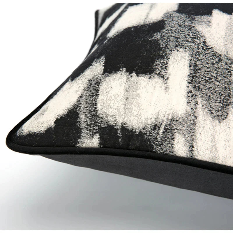 DecorBites™ Abstract Monochrome Jacquard Lumbar Pillow Cover for Chic Studio & Home Decor