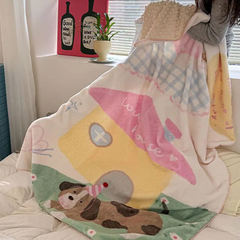 Decorbites™ Kinder-Cartoon-Milchsamt-Nap-Decke: Weiche & warme Steppdecke für alle Jahreszeiten