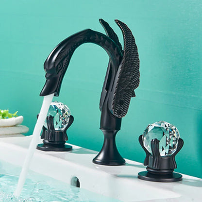 Decorbites™ Goldener Schwan-Kristall-Griff Badezimmer-Wasserhahn – Deckenmontierter Waschbecken-Mischbatterie