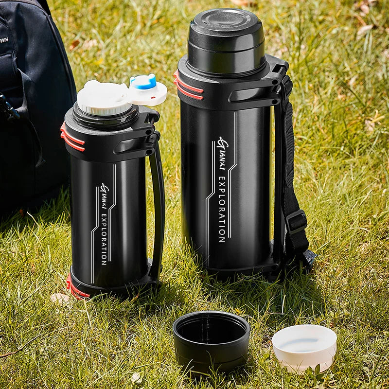 Decorbites™ Isolierte Edelstahl-Wasserflasche mit großer Kapazität, Flasche für Outdoor und Reisen, Becher