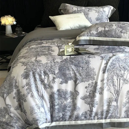 DecorBites™ Jungle Print Flowers Bedding Set: Silky Soft Duvet Cover, Sheet Set, Pillowcase